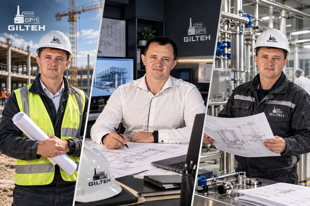Iwan Hilecki na budowie, przy projekcie i w zakładzie produkcyjnym